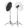 Quadralite Up! 600 - Kit 2 Flash da Studio 300W + 2 stativi + 1 ombrello + 1 softbox