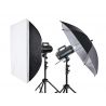 Quadralite Move 300 - Kit 2 Flash da Studio 300W + 2 stativi + 1 ombrello + 1 softbox + 1 pannello 7" + 1 cavo sync