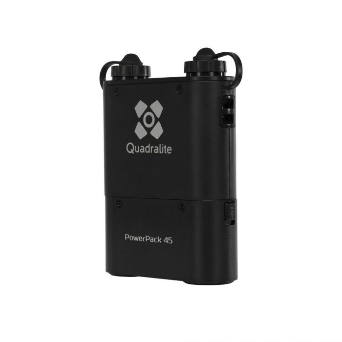 Quadralite PowerPack 45 alimentatore kit batteria esterna + caricatore + tracolla x flash Canon Sony Nikon + Reporter