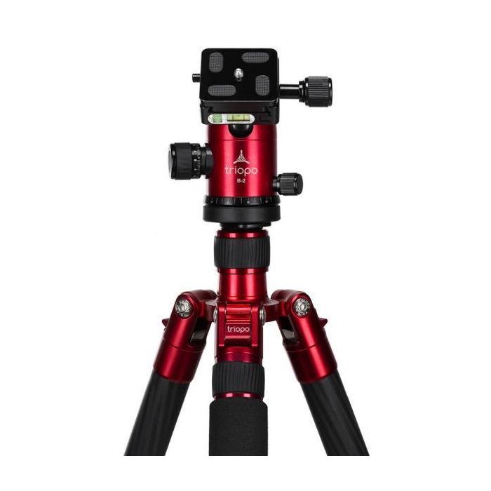 Triopo KIT Treppiedi GT-3230 + Testa B2 Tripod Treppiede Cavalletto ROSSO carbonio 5 sezioni