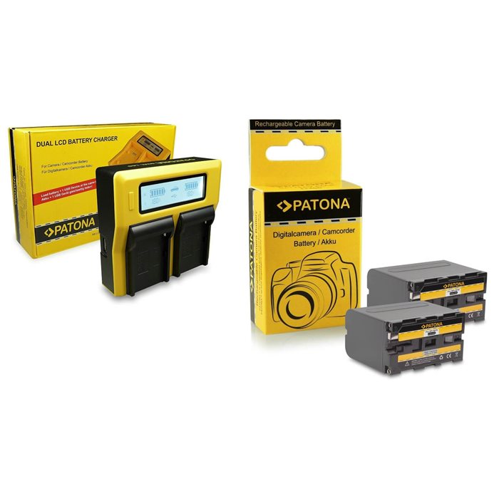 Patona kit Dual LCD caricabatterie per Sony + 2 batterie NP-970