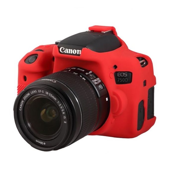 Custodia protezione EasyCover camera case in silicone morbido per Canon 750D Rosso
