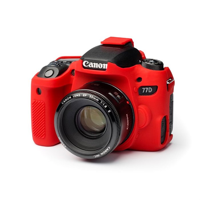 Custodia protezione soft camera case in morbido silicone EasyCover per Canon 77D Rosso