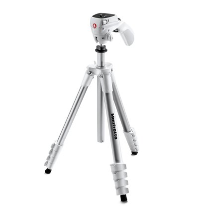 Manfrotto Foto Treppiedi Compact Action bianco con testa joystick MKCOMPACTACN-WH