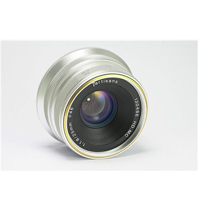 Obiettivo grandangolare 7Artisans 25mm F1.8 per fotocamere Canon M, Silver (A102S)