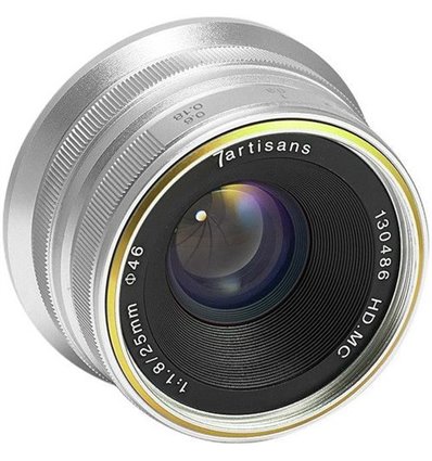 Obiettivo 7Artisans 25mm F1.8 per fotocamere mirrorless Fuji X silver