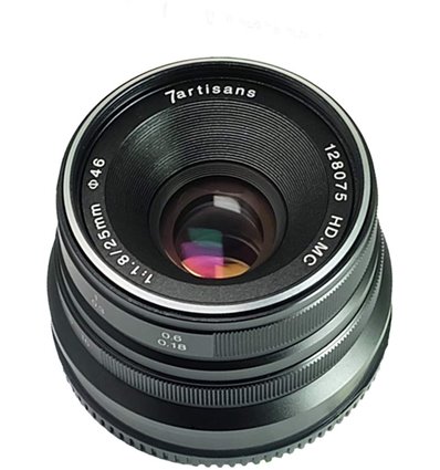 Obiettivo 7Artisans 25mm F1.8 per fotocamere Panasonic e Olympus attacco Micro M4/3