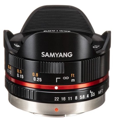 Obiettivo Fisheye MFT Samyang 7.5mm per Micro 4/3 Nero