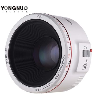 Obiettivo Yongnuo 50mm f/1.8 Mark II Bianco per fotocamere Canon YN50II
