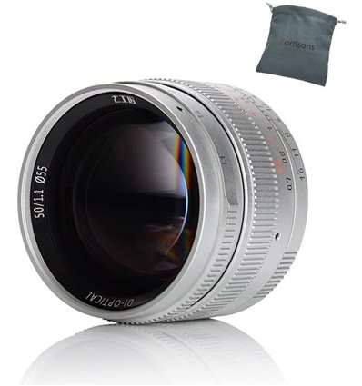 Obiettivo 7Artisans 50mm F1.1 silver compatibile mirrorless Leica M (A401S)
