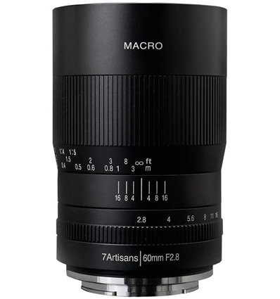 Obiettivo 7Artisans 60mm F2.8 Macro nero per mirrorless Sony E-Mount (A112-E)