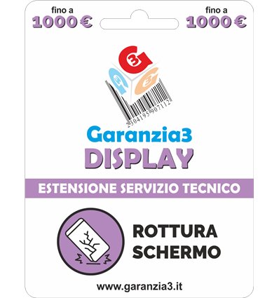Garanzia Display 12 mesi con massimale di copertura fino a 1000 euro - GARANZIA3 DISPLAY