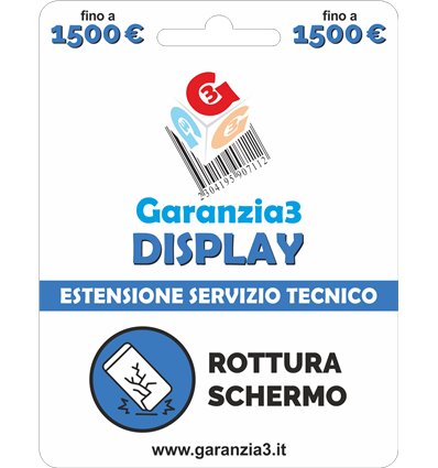 Garanzia Display 12 mesi con massimale di copertura fino a 1500 euro - GARANZIA3 DISPLAY