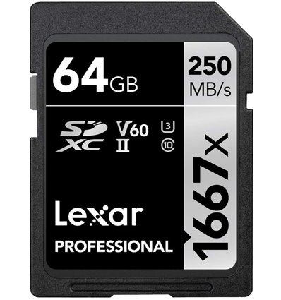 Lexar 64GB Professional 1677x 250mb/s Memoria SD
