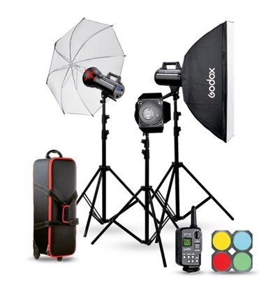 Godox Gemini GSII flash da studio kit (2x GS200II + 1x GS400II) + accessori