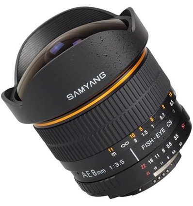Obiettivo Fish-eye Samyang 8mm F3.5 attacco fotocamere Canon 