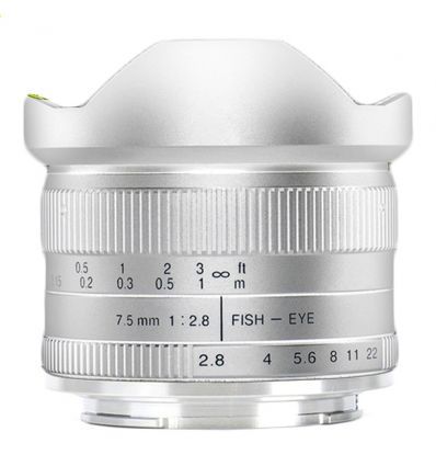 Obiettivo 7Artisans 7.5mm F2.8 APS-C per mirrorless Fujifilm X Silver