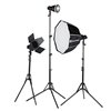 Quadralite SVL-400 Faretto LED 3 light kit studio fotografico (lampade + stativi + accessori)