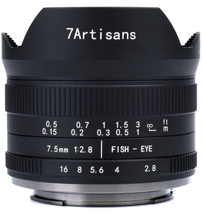 Obiettivo Fish-Eye 7Artisans 7.5mm F/2.8 II APS-C attacco Fujifilm (A303B-II)