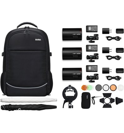 Godox AD100 PRO TTL kit 3 flash per fotocamera + zaino + accessori