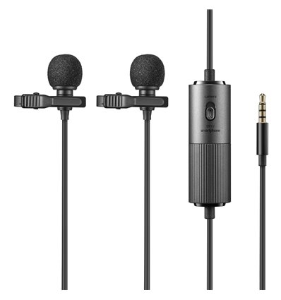 Godox LMD-40C Dual Microfono Omni-direzionale Lavalier per fotocamere e smartphone