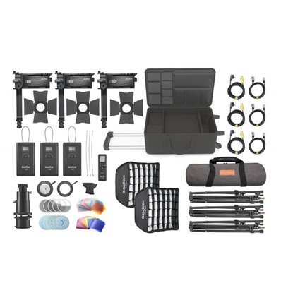 Godox S60-D kit 3x Faretti Luce continua LED + accessori