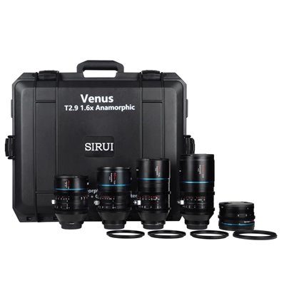 SIRUI kit 4 Obiettivi 35mm + 50mm + 75mm + 100mm T2.9 1.6x attacco L-Mount + adattatore 1,25x + custodia rigida