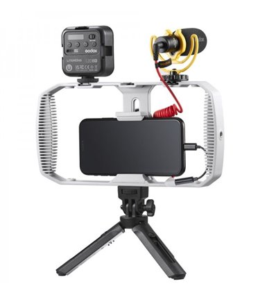 Godox VK1-LT Kit per Vlogging con smartphone (pannello LED + impugnatura + microfono + diffusore + accessori)