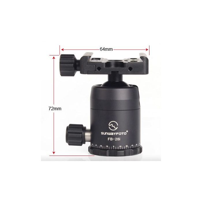 Sunwayfoto FB-28i testa per treppiedi ballhead screw-knob clamp